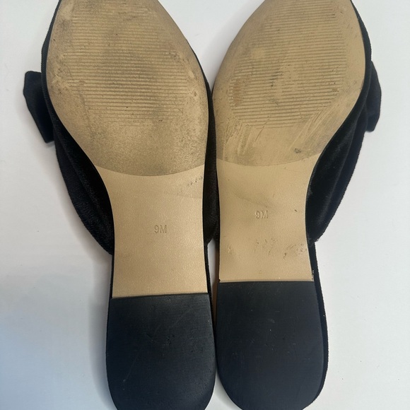 LOFT BLACK VELVET w/BOW Pointed TOE Comfy MULES Size 9M EUC - Picture 8 of 10